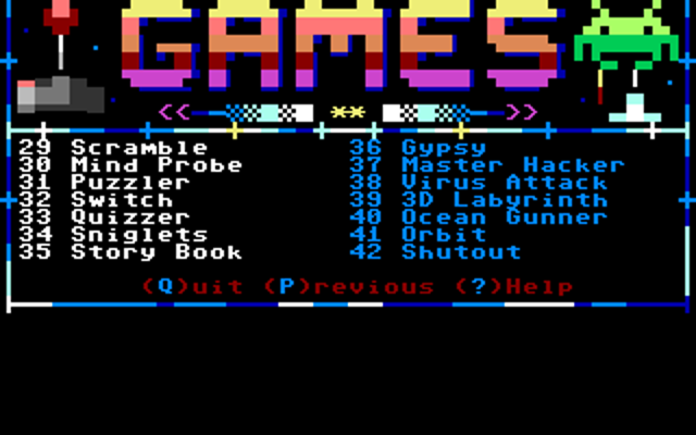 The games menu, page 3