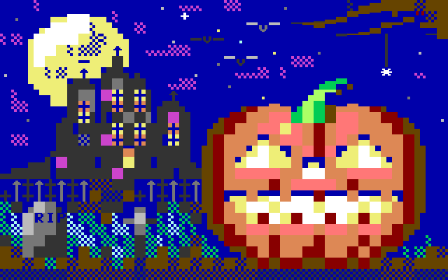 A Halloween welcome screen