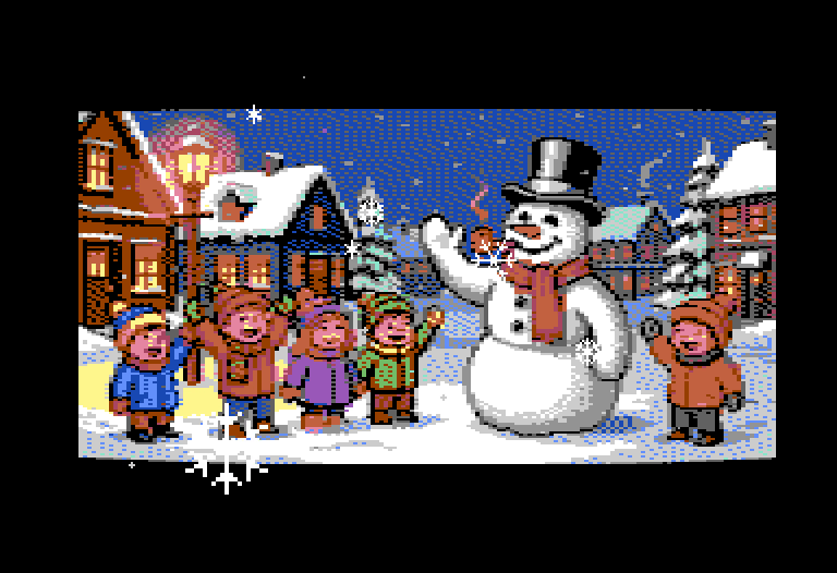 Frosty and the kids in the snow