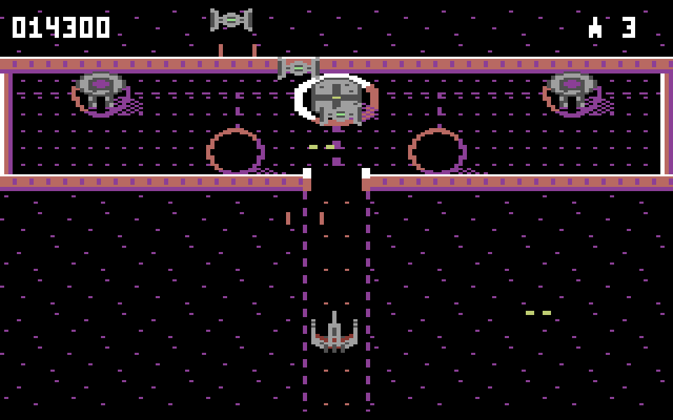 A fortress on the cloud city: four guns standing, the core shut